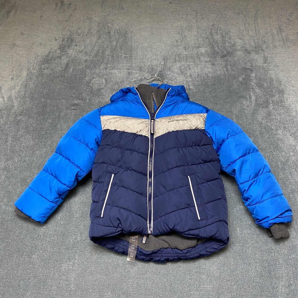 Vintage Weatherproof Puffer Jacket Toddler 3T Blue Quilted Lined Full Zip Hooded
